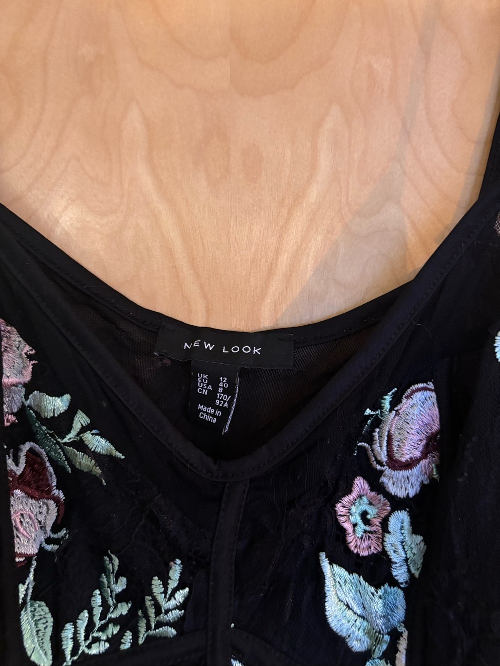 New Look Black Floral Embroidered Camisole